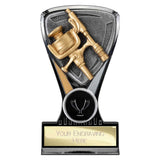 Wolverine resin fishing trophy featuring a fishing rod and reel design with free personalised engraving