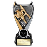 Wolverine resin fishing trophy featuring a fishing rod and reel design with free personalised engraving