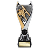 Wolverine resin fishing trophy featuring a fishing rod and reel design with free personalised engraving