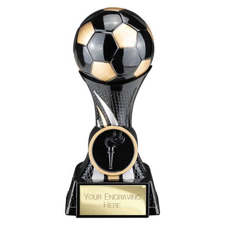 Attack Strike black resin football trophy with FREE engraving and 25mm centre insert