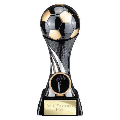Attack Strike black resin football trophy with FREE engraving and 25mm centre insert