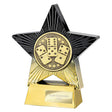 Superstar domino trophy made from premium resin with black and gold star design and free personalised engraving
