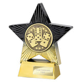 Superstar domino trophy made from premium resin with black and gold star design and free personalised engraving
