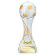 Attack Strike white resin football trophy with football top, FREE engraving and 25mm centre insert