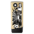Prime Heavyweight Ladies Football Award in gold and black featuring a female football player with free personalised engraving.