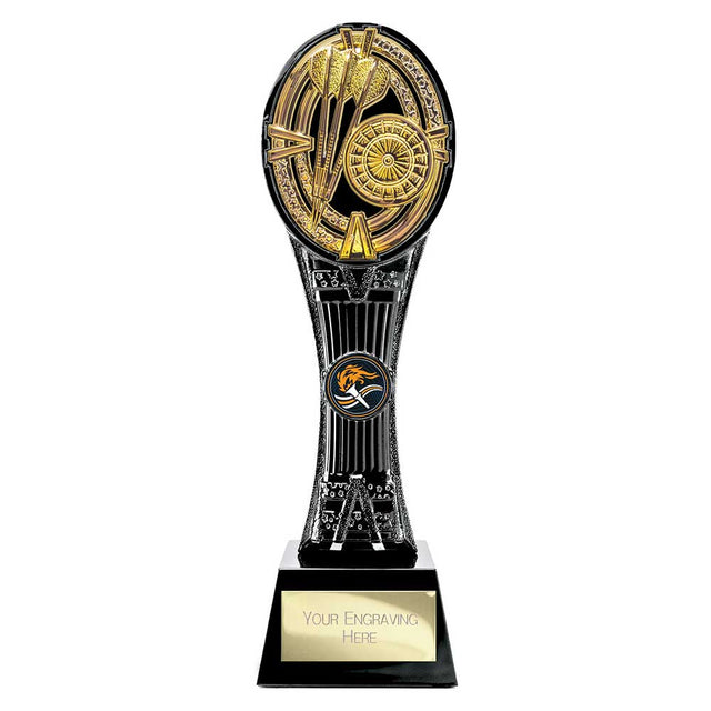 Personalised Maverick Extreme Tower Darts Award 260mm – Black and Gold with Free Engraving