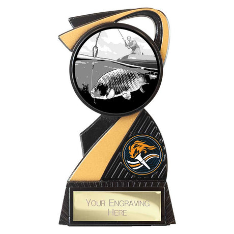 Mania resin fishing trophy with fishing centre and free personalised engraving
