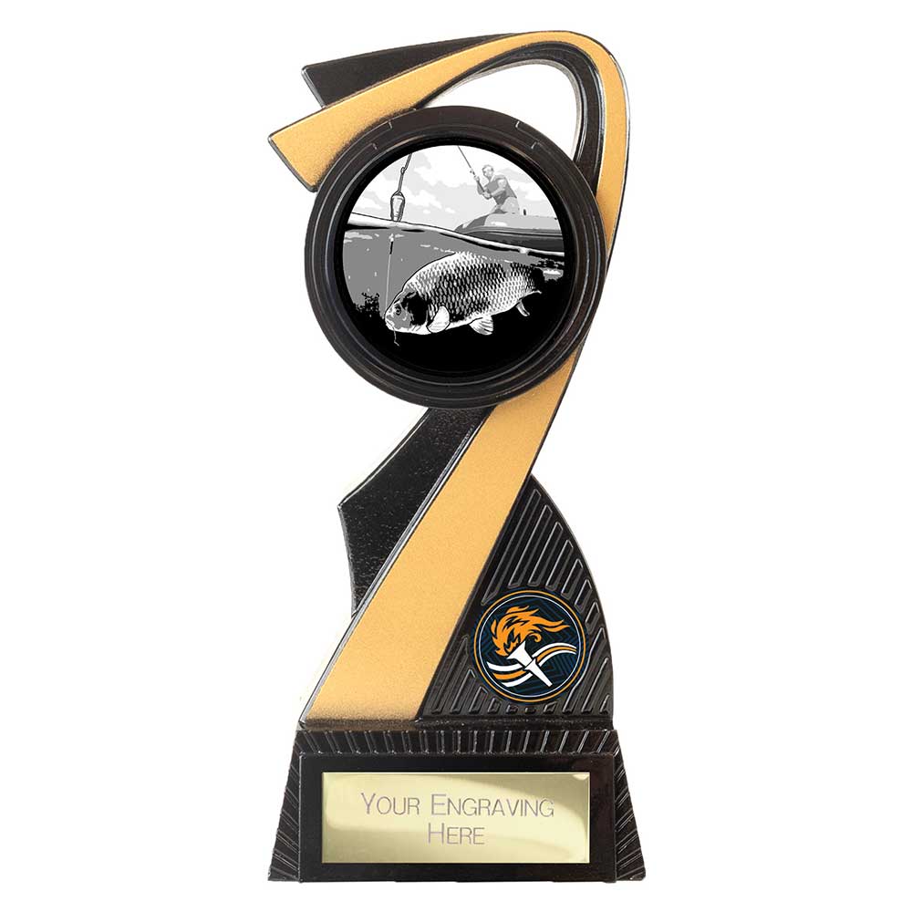 Mania resin fishing trophy with fishing centre and free personalised engraving