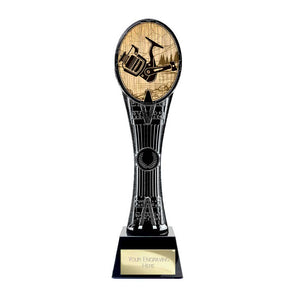 Maverick Tower resin fishing trophy with fishing design and free personalised engraving