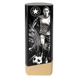 Prime Heavyweight Ladies Football Award black and gold premium trophy with female football player design and free engraving.