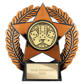Emperor economy domino trophy with gold star design and free personalised engraving