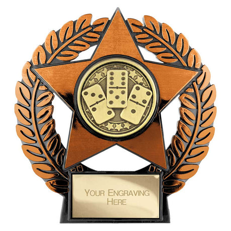Emperor economy domino trophy with gold star design and free personalised engraving