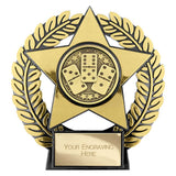 Emperor economy domino trophy with gold star design and free personalised engraving