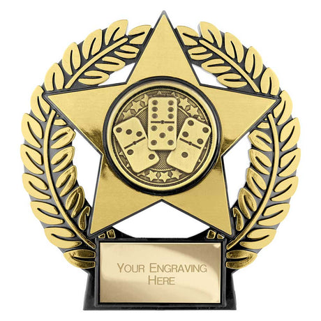 Emperor economy domino trophy with gold star design and free personalised engraving