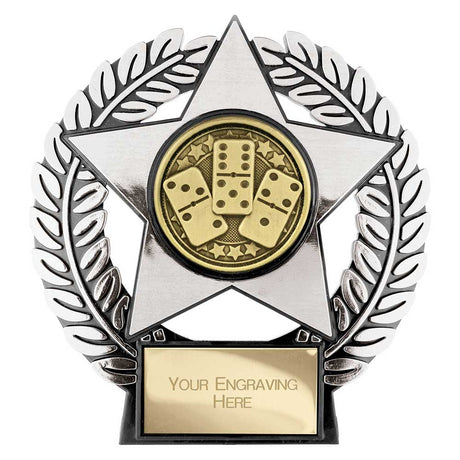 Emperor economy domino trophy with gold star design and free personalised engraving