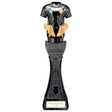 Black Viper Tower black and gold resin football strip trophy with personalised engraving plate