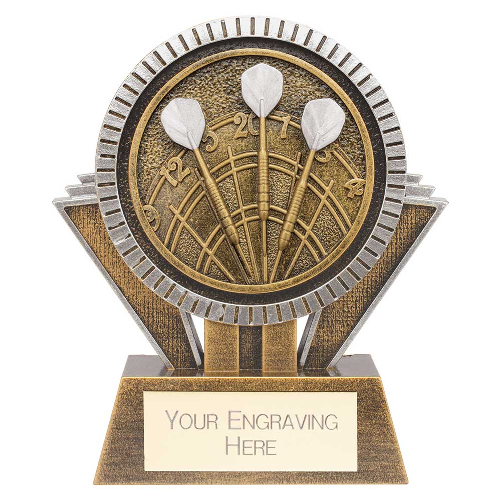 Personalised Apex Ikon Darts Trophy 130mm – Gold & Silver with Free Engraving