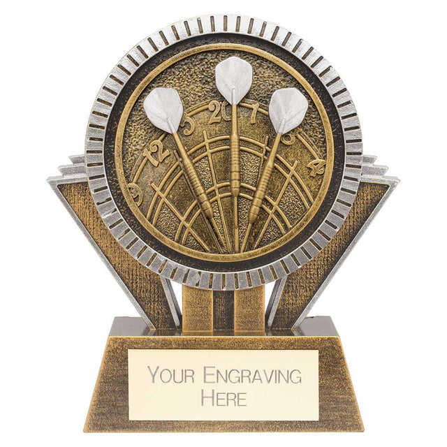 Personalised Apex Ikon Darts Trophy 130mm – Gold & Silver with Free Engraving