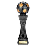 Black Viper Tower black and gold resin football trophy with personalised engraving plate