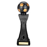 Black Viper Tower black and gold resin football trophy with personalised engraving plate