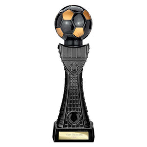 Black Viper Tower black and gold resin football trophy with personalised engraving plate