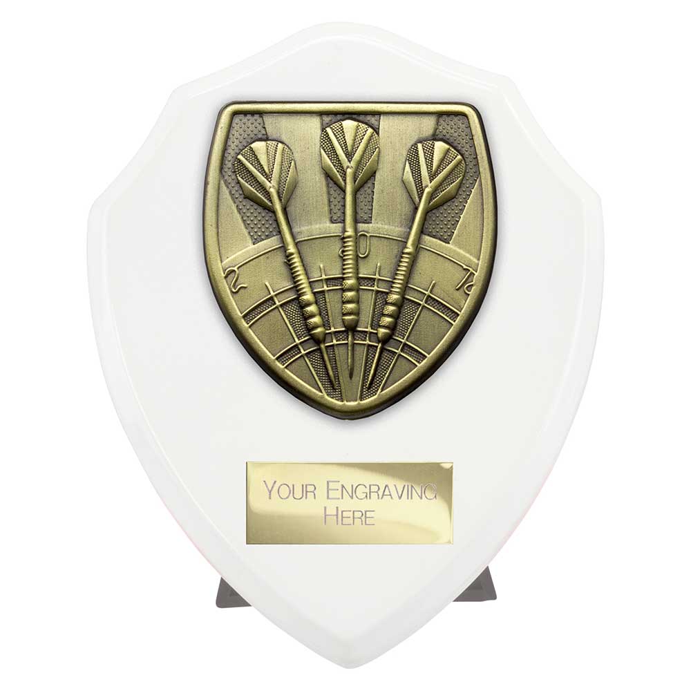 Personalised Cobra Darts Shield Award 125mm – White with Free Engraving