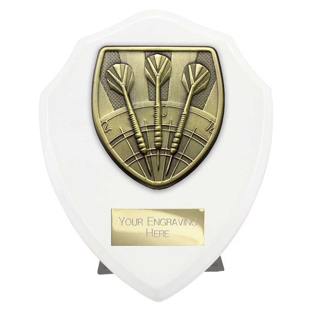 Personalised Cobra Darts Shield Award 125mm – White with Free Engraving