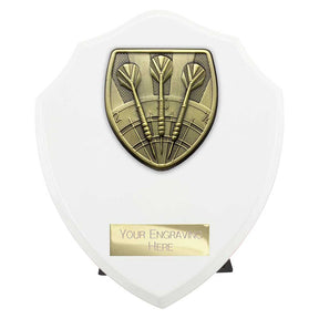 Personalised Cobra Darts Shield Award 150mm – White with Free Engraving