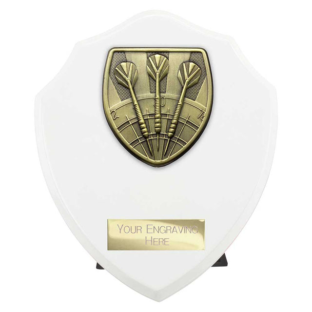 Personalised Cobra Darts Shield Award 150mm – White with Free Engraving