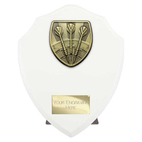 Personalised Cobra Darts Shield Award 175mm – White with Free Engraving