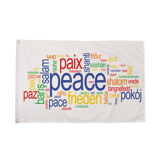 Flagmania Peace Words 5ft x 3ft Polyester Flag
