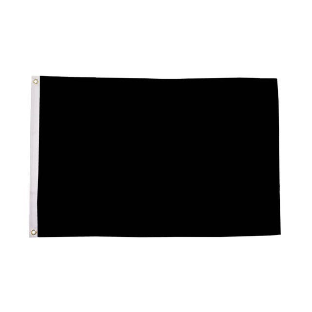 Flagmania Plain Black 3ft x 2ft Polyester Flag on white background