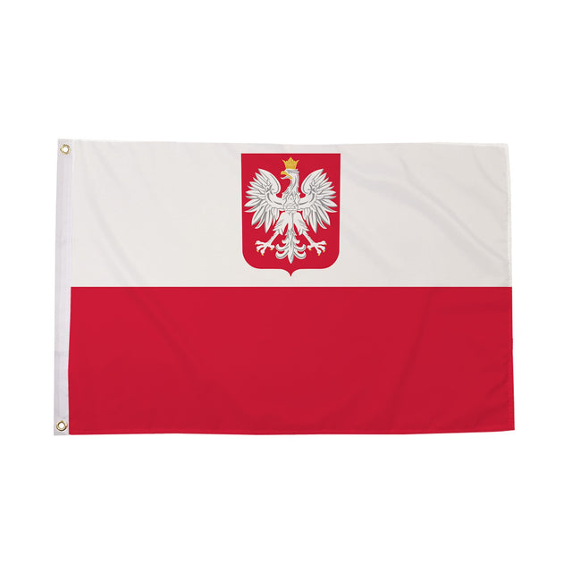 Flagmania Poland Crest 3ft x 2ft Polyester Flag on white background