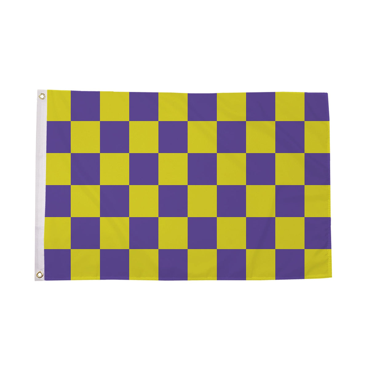 Flagmania Purple and Yellow Check Flag (Sleeved) 5ft x 3ft 5ft x 3ft Polyester Flag