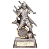 Focus Female Football Resin Trophy in antique silver and gold with FREE personalised engraving for girls' and women's football awards.