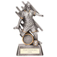 Focus Female Football Resin Trophy in antique silver and gold with FREE personalised engraving for girls' and women's football awards.