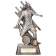 Focus Female Football Resin Trophy in antique silver and gold with FREE personalised engraving for girls' and women's football awards.