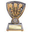 Personalised resin darts trophy with antique gold and silver dartboard design and free engraved plate