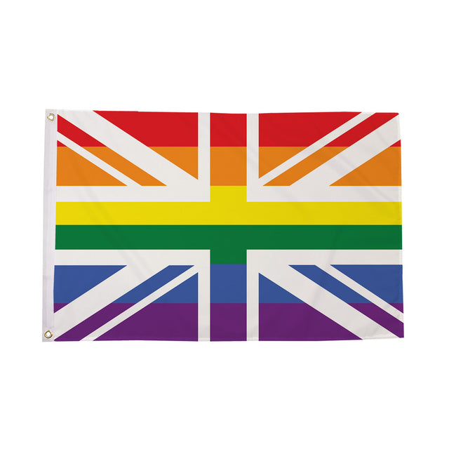 Flagmania Rainbow Union Jack 3ft x 2ft Polyester Flag on white background