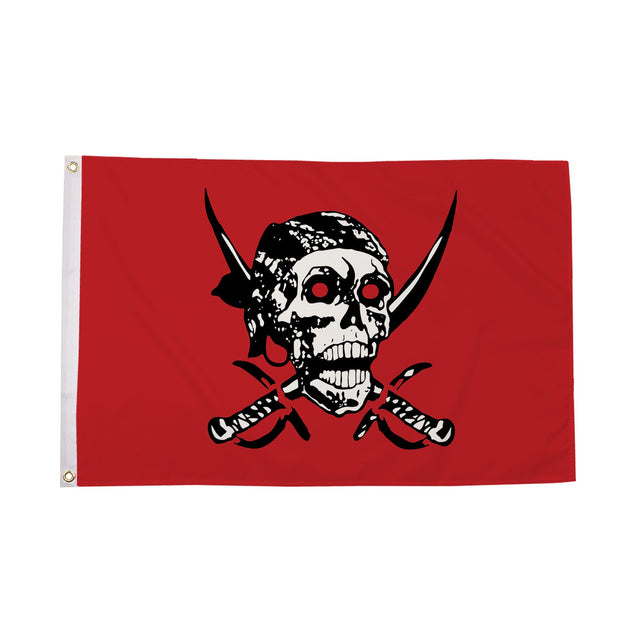 Flagmania Red Skull 3ft x 2ft Polyester Flag on white background