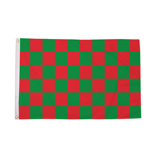 Flagmania Red and Green Check 5ft x 3ft Polyester Flag