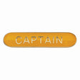 Captain school bar badge in yellow enamel with gold lettering and butterfly clutch fastening.