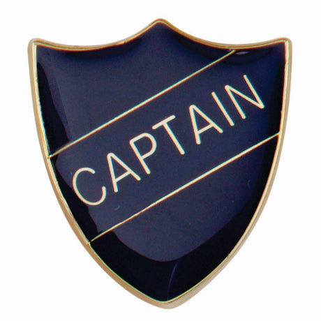 Premium enamel school shield badge with butterfly clutch fastening for student leadership and recognition awards.