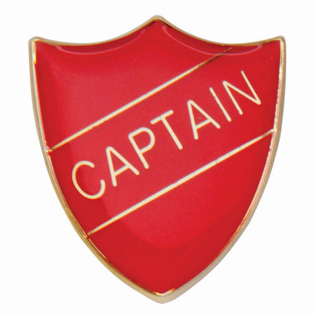 Premium enamel school shield badge with butterfly clutch fastening for student leadership and recognition awards.