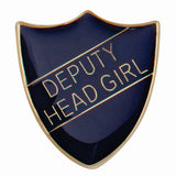 Premium enamel school shield badge with butterfly clutch fastening for student leadership and recognition awards.