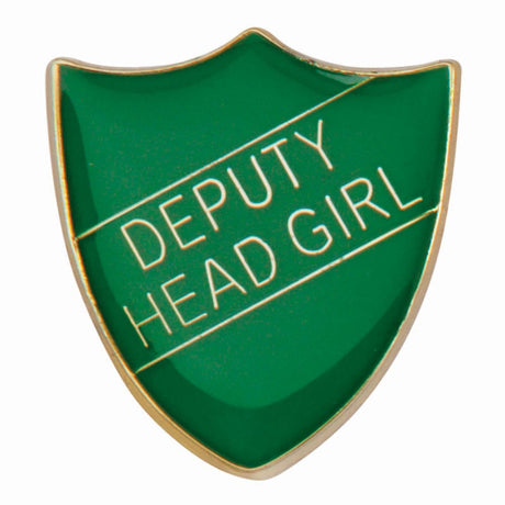 Premium enamel school shield badge with butterfly clutch fastening for student leadership and recognition awards.