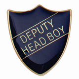 Premium enamel school shield badge with butterfly clutch fastening for student leadership and recognition awards.