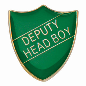 Premium enamel school shield badge with butterfly clutch fastening for student leadership and recognition awards.