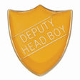 Premium enamel school shield badge with butterfly clutch fastening for student leadership and recognition awards.