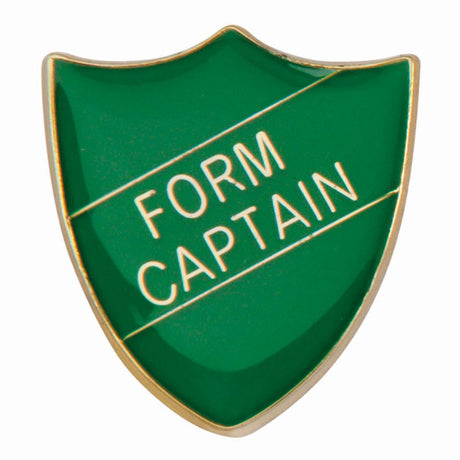 Premium enamel school shield badge with butterfly clutch fastening for student leadership and recognition awards.